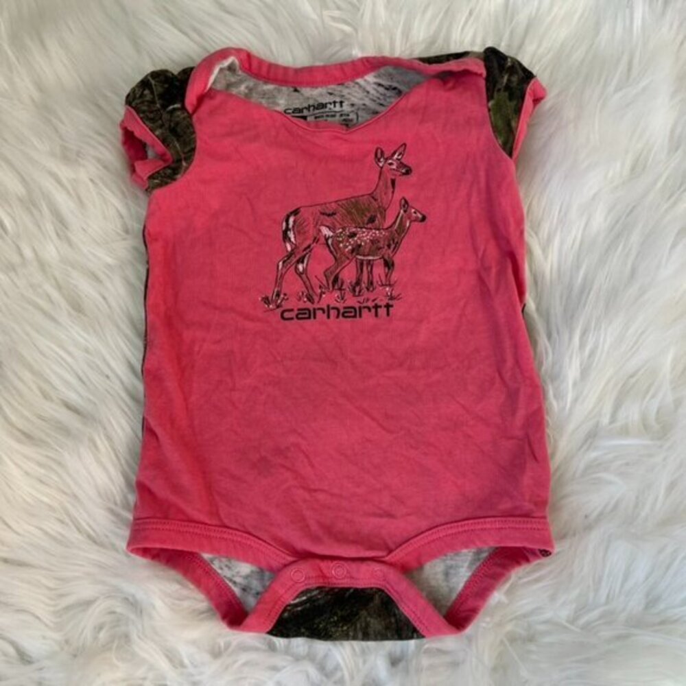 Carhartt Pink Deer Onesie Baby Girls 6 Months